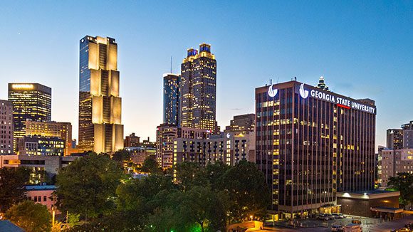 Atlanta skyline at dusk